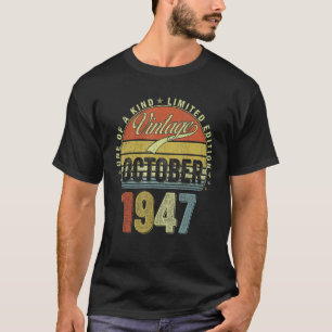 T-shirt 75 Ans Vintage Octobre 1947 75e Anniversaire Moi
