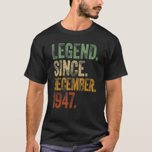 T-shirt 75e anniversaire Décembre Né 75 ans Légende depuis