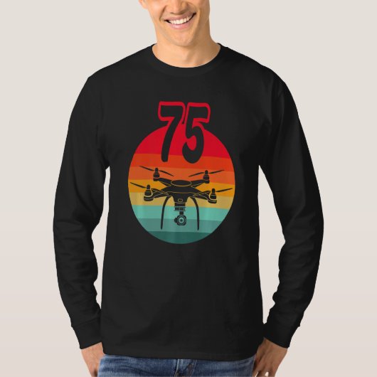 T-shirt 75e Anniversaire I Télécommande Rétro Drones Avec  (Devant)