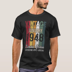 T-shirt 75e anniversaire Janvier 1948 75 ans