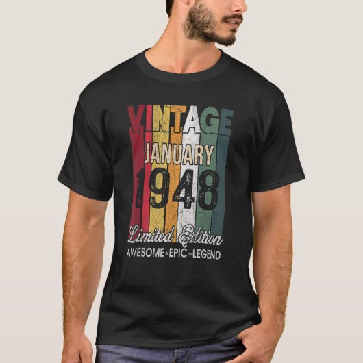 T-shirt 75e anniversaire Janvier 1948 75 ans (Devant)