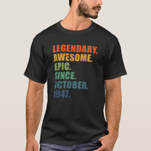 T-shirt 75e anniversaire Octobre 1947 Hommes et Femmes 75 
