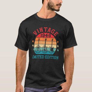 T-shirt 76 Ans 76E Anniversaire Vintage 1946 Guitare Lov