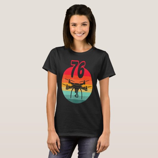 T-shirt 76e Anniversaire I Télécommande Rétro Drones Avec  (Devant entier)