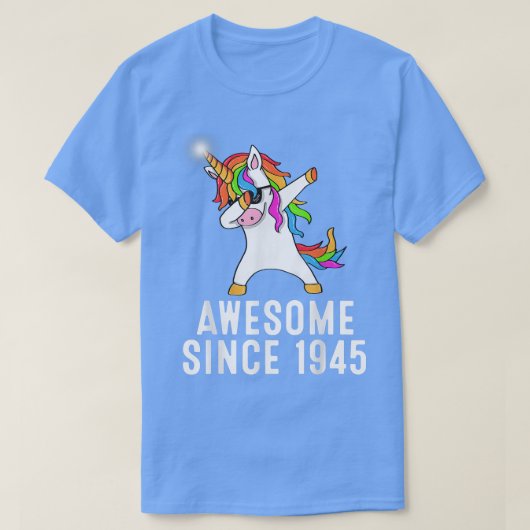 T-shirt 76e anniversaire, licorne dab, Awesome depuis 1945 (Design devant)