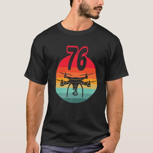 T-shirt 76Th Birthday I Retro Remote Control Drones With C (Devant)