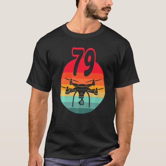 T-shirt 79e Anniversaire I Télécommande Rétro Drones Avec  (Devant)