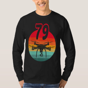 T-shirt 79e Anniversaire I Télécommande Rétro Drones Avec