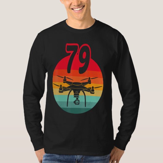 T-shirt 79e Anniversaire I Télécommande Rétro Drones Avec  (Devant)