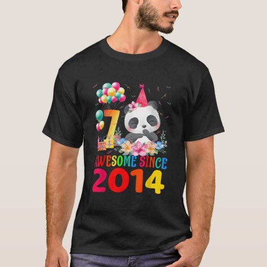 T-shirt 7 7ème Panda Incroyable Depuis 2014 (Devant)