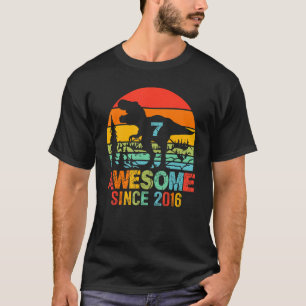 T-shirt 7 An Garçon 7e Anniversaire Dinosaur Awesome Sinc