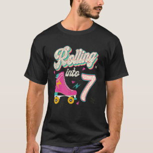 T-shirt 7 Anniversaire Roller Patins Roulant Dans 7 Ans Ol