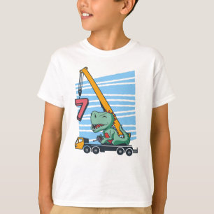 T-shirt 7 ans 7e anniversaire grue mobile Dinosaur