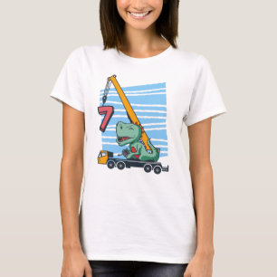 T-shirt 7 ans 7e anniversaire grue mobile Dinosaur