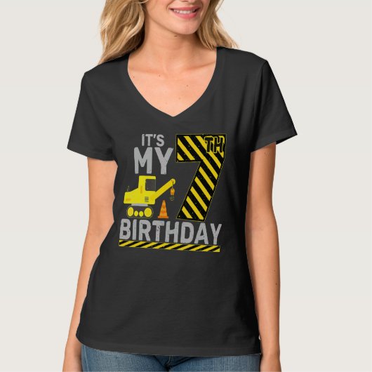 T-shirt 7 Ans Garçon C'est mon 7e anniversaire Constructio (Devant)