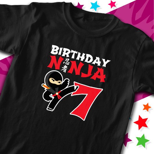 T-shirt 7 Ans Karate Ninja Party Enfants 7e anniversaire