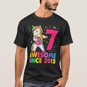 T-shirt 7 Ans Unicorne Flossant 7E Anniversaire Girl Uni