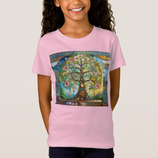 T-Shirt 7 Chakra Fleurissant Arbre De Vie (Devant)