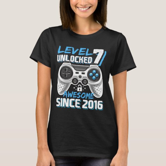 T-shirt 7 Déverrouillé Awesome 2016 jeu vidéo 7e anniversa (Devant)
