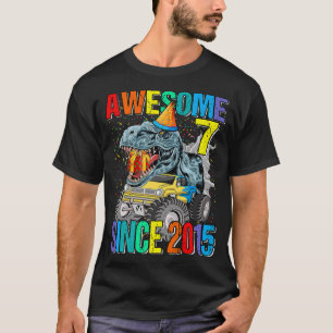 T-shirt 7 Magnifique Depuis 2015 Dinosaur Monster Truck 7t