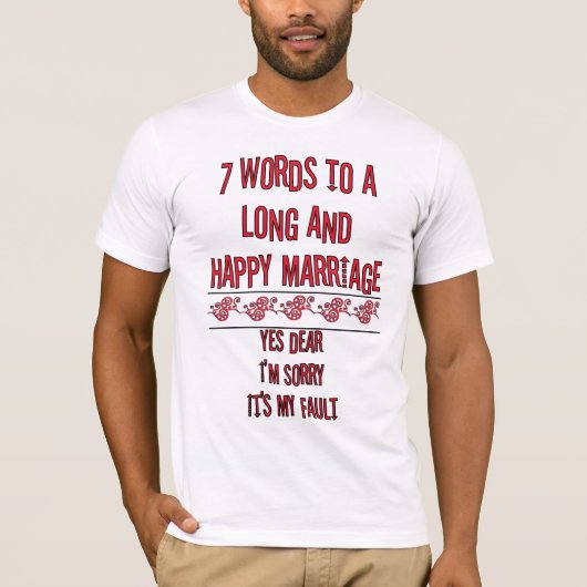 T-shirt 7 Mots À Un Mariage Long Et Heureux (Devant)