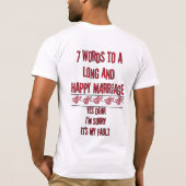 T-shirt 7 Mots À Un Mariage Long Et Heureux (Dos)