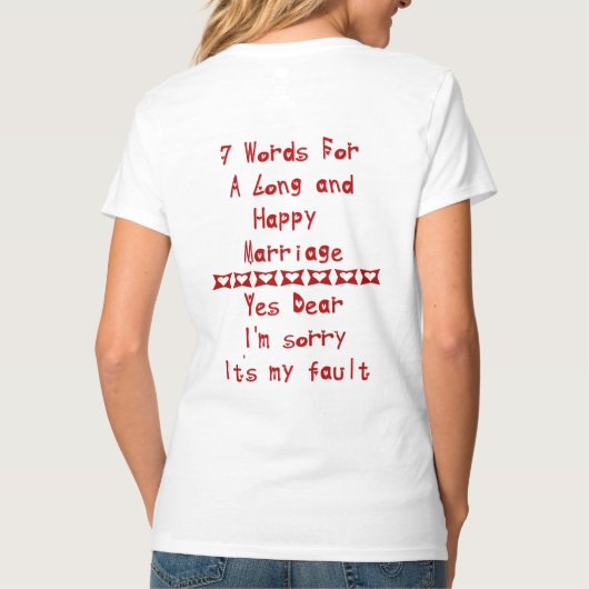 T-shirt 7 Mots À Un Mariage Long Et Heureux (Dos)
