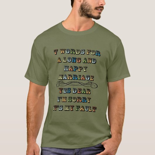 T-shirt 7 Mots Pour Un Mariage Long Et Heureux (Devant)