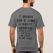 T-shirt 7 Mots Pour Un Mariage Long Et Heureux - Customisé (Dos)