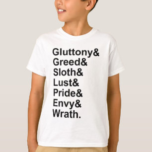 T-shirt 7 Péchés Mortels - Fierté Gluttony Envie De Colère