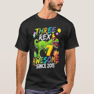 T-shirt 7 Rex Awesome Depuis 2015 Drôle Anniversaire Garço