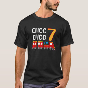 T-shirt 7e anniversaire 7 année Boy Train Wagon Railroad  
