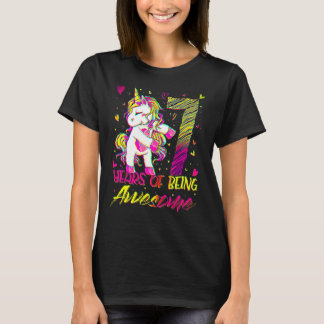 T-shirt 7e anniversaire 7 année fille Flossing Unicorn Par