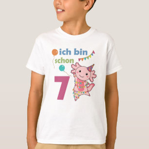 T-shirt 7e anniversaire Axolotl Sept ans mignonne Animaux