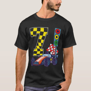 T-shirt 7E Anniversaire Boy Race Véhicules Feux Racer 7 Y