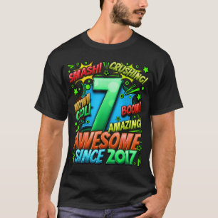T-shirt 7e anniversaire de style de bande dessinée Awesome
