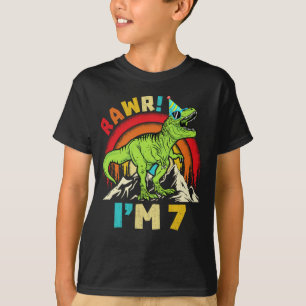T-shirt 7e anniversaire Dinosaur T Rex Rawr I'm 7 For Boys