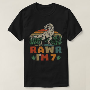 T-shirt 7e anniversaire Dinosaur T Rex Rawr I'm 7 For Boys