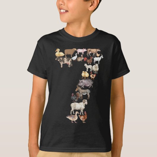 T-shirt 7e anniversaire ferme Animaux 7 ans enfant Anniver (Devant)