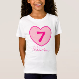 T-Shirt 7e anniversaire Fille Coeur et points roses Person