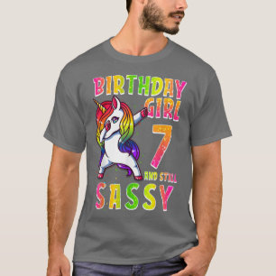 T-shirt 7e anniversaire fille Dabbing Unicorn 7 ans old &