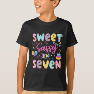 T-shirt 7e anniversaire fille douce Sassy et sept Donut 7