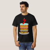 T-shirt 7e anniversaire — Fun Cake & Candle, avec nom pers (Devant entier)