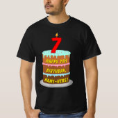 T-shirt 7e anniversaire — Fun Cake & Candle, avec nom pers (Devant)