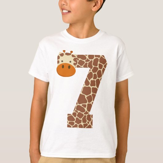 T-shirt 7e anniversaire Giraffe Animaux Garçons Enfants 7 (Devant)