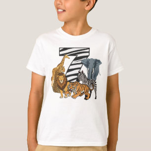 T-shirt 7e anniversaire Lion, Tigre, Éléphant, Zèbre Enfan