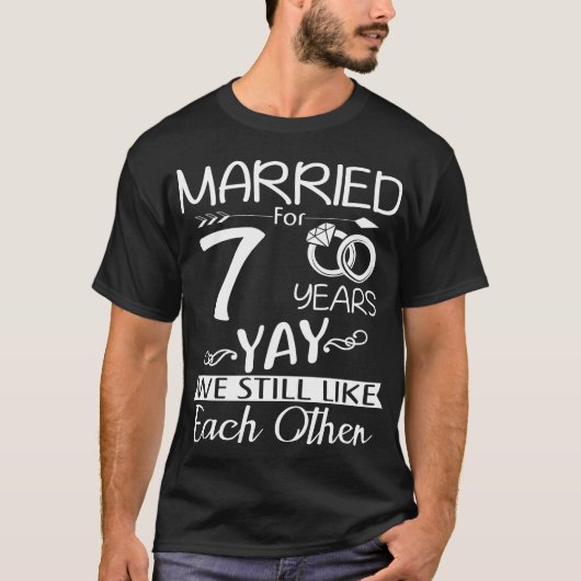 T-shirt 7e anniversaire Mariage. Marié Pour 7 Ans (Devant)