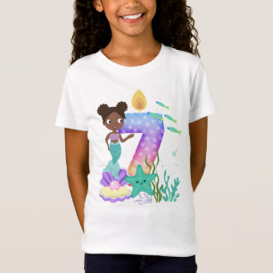 T-Shirt 7e Anniversaire Mermaid Colorée & Créatures Marine