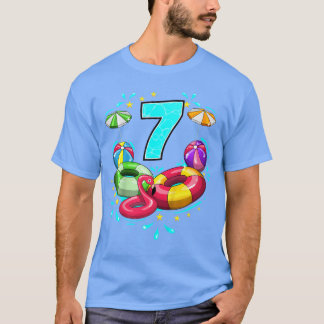 T-shirt 7e anniversaire Pool Party 7 ans Old Beach Ball Su