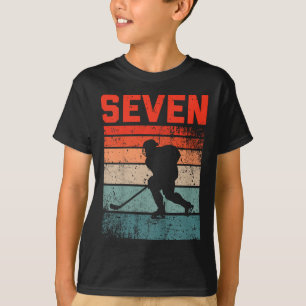 T-shirt 7e anniversaire Retro Hockey sur glace 7 ans Garço